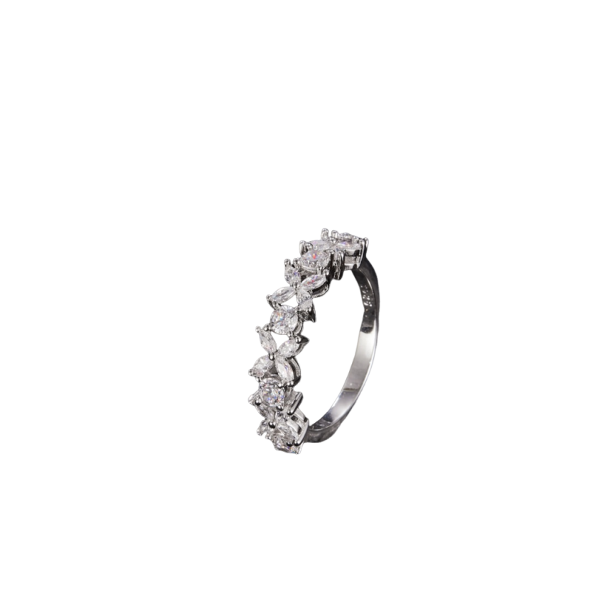 MT Elegant four -leaf Wedding Ring 925 Sterling Silver Rhodium-plated Cubic Zirconia Ring, Women's Jewelry, Dropshipping Available, Free Fast Shi