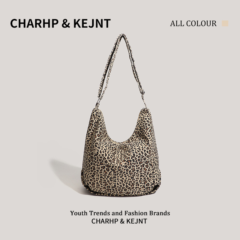 CHARHP&KEJNT large capacity commuter Tote female leopard print canvas casual shoulder crossbody bag