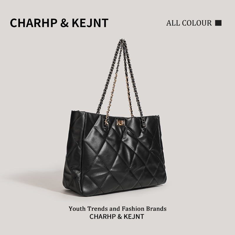 CHARHP&KEJNT large capacity tote female rhombus chain armpit commuter single shoulder bag