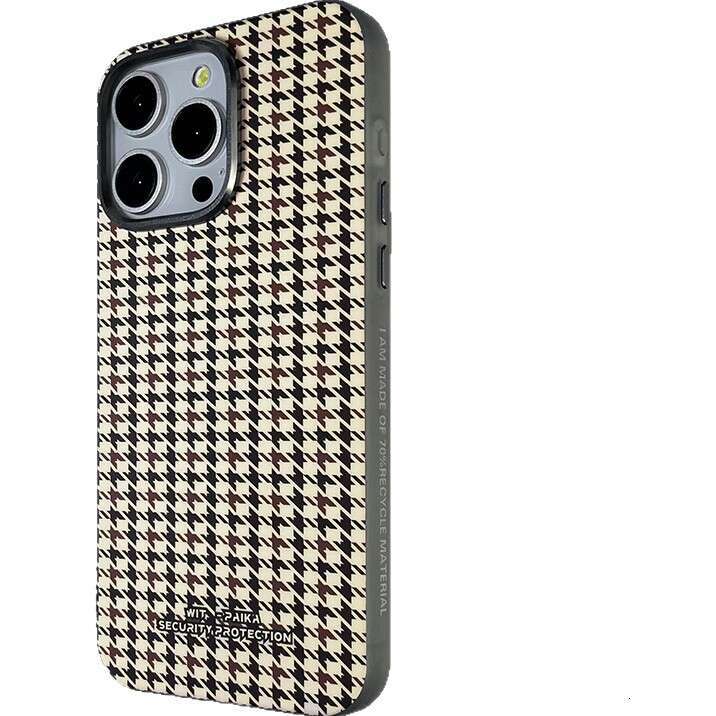 DHgargets New Houndstooth Compatible with Apple 16 Max Magnetic Phone Case 15 Pro Skin Feel 14 Shockproof Protective Cover