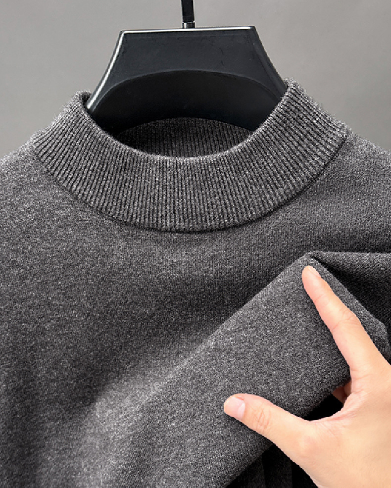mens solid color longsleeve halfhigh collar 30 wool sweater casual stylish versatile and skinfriendly mens knitwear