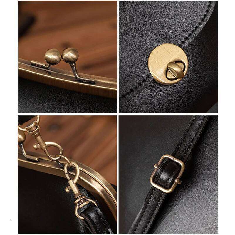 Women Handbags Retro Kiss Lock Shoulder PU Brand Design Lady Vintage Leather Messenger Bag Female Clip Bags
