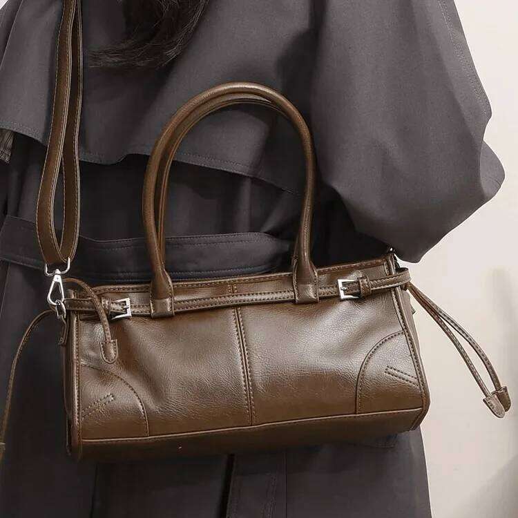 Underarm Tote - Women's Oil-Waxed PU Leather Crossbody Bag, Multi-Way Shoulder-To-Crossbody