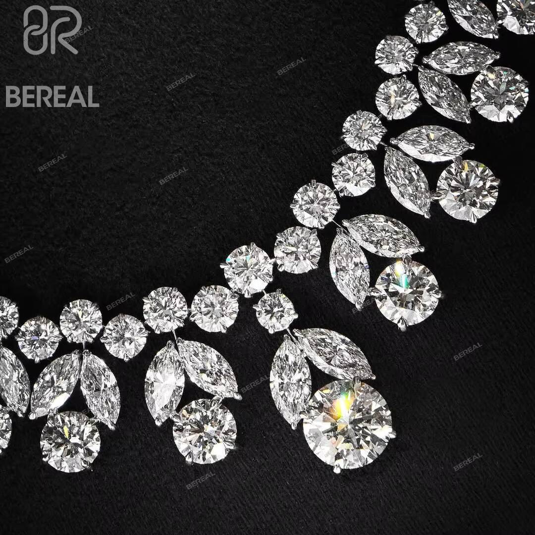 Custom Marquise Cut Vvs Lab Grown Diamond Necklace High Quality White Gold 925 Sterling Silver Diamond Chain Fine Women Jewelry