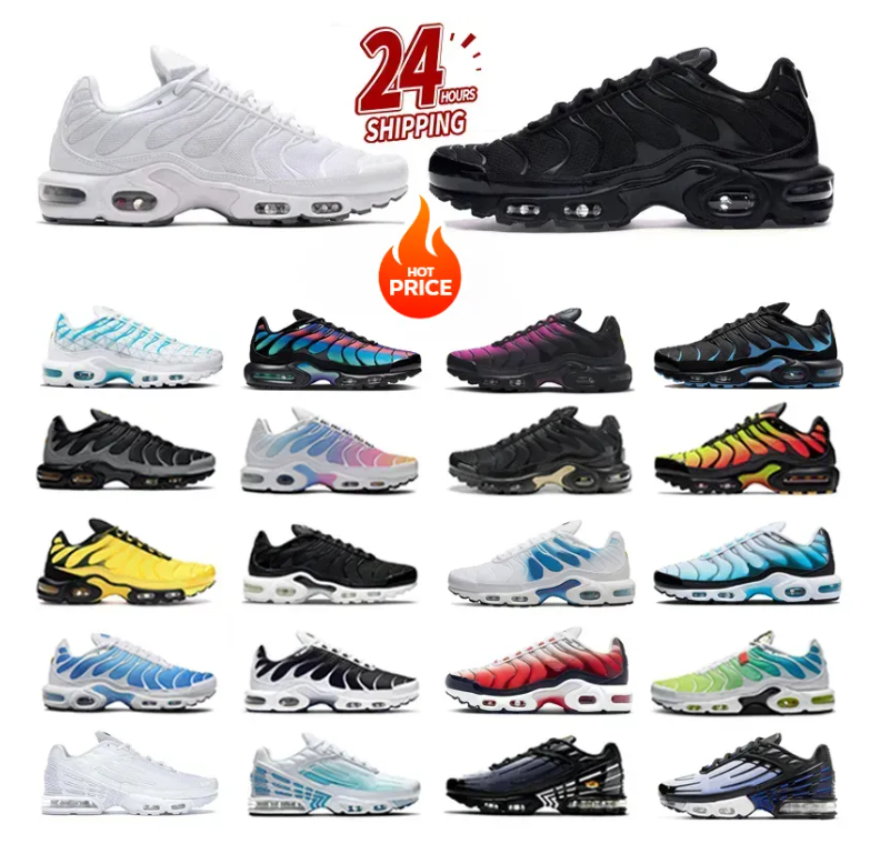 Free shipping Tn Plus 3 Running Shoes Men Women Triple White Black Sky Blue Gradient Dusk Unity tns Plus Tennis Breathable Mens Trainers outdoor Sports Sneakers
