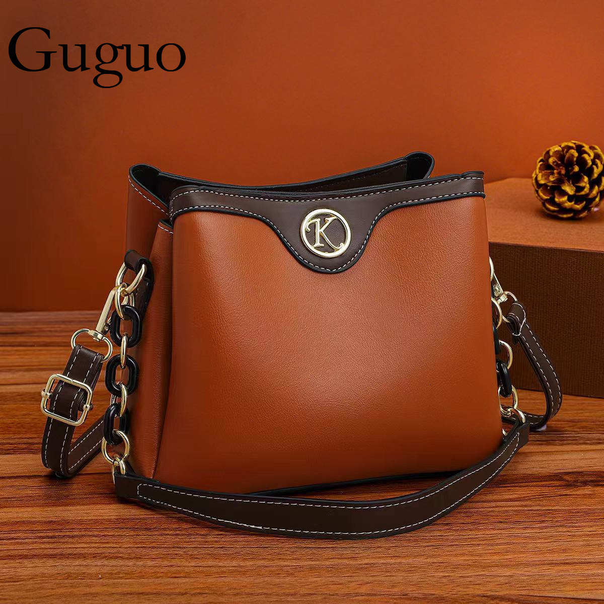 Guguo Free Shipping New Designer Bag High-end Shopping Bag Fashion Retro Bucket Bag From Manufacturer Trendy Large Capacity Shoulder Crossbody Bag Who