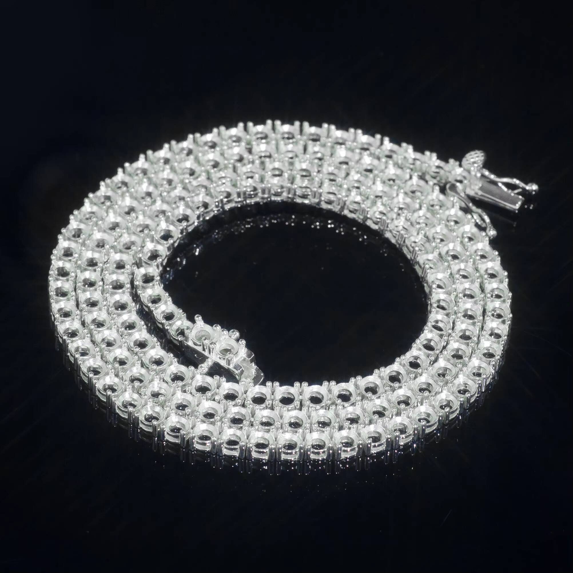 14K 18K Solid Gold Semi Mounting Tennis Chain 925 Silver Tennis Chain Necklace Moissanite Diamond Empty Tennis Chain Bracelet