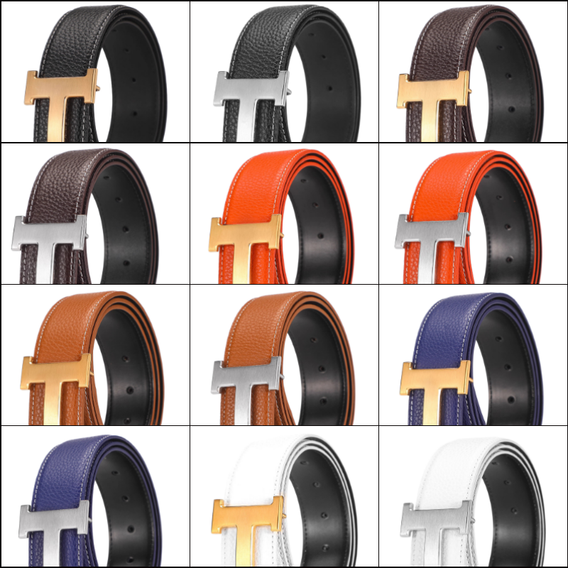 Designer Belt Men's Women's Casual Leather Jeans Belts Classic Work Business Dress Belt with Smooth Gold Silver Metal Buckle for Men 38mm Width with Box