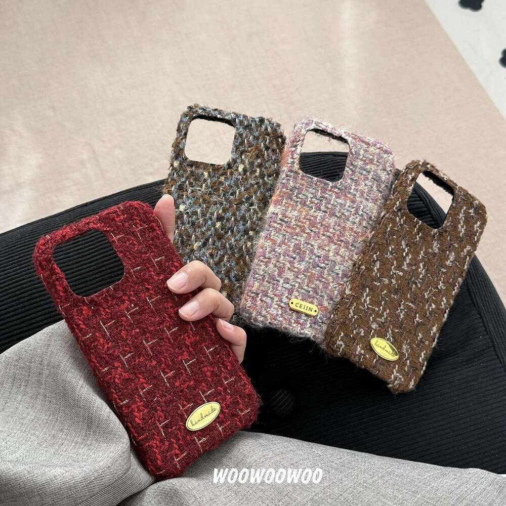 DHgargets Autumn Winter High-End Light Luxury Chanel Style Woven Gold Thread Plush Phone Case Compatible with iPhone Max Apple 15 New 14 Fashionable 1