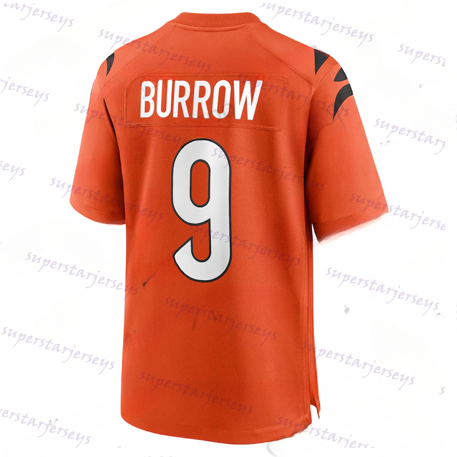 Custom Football Jersey Joe Burrow Tee Higgins Chase Chase Brown Trey Hendrickson Brown Orange Black White