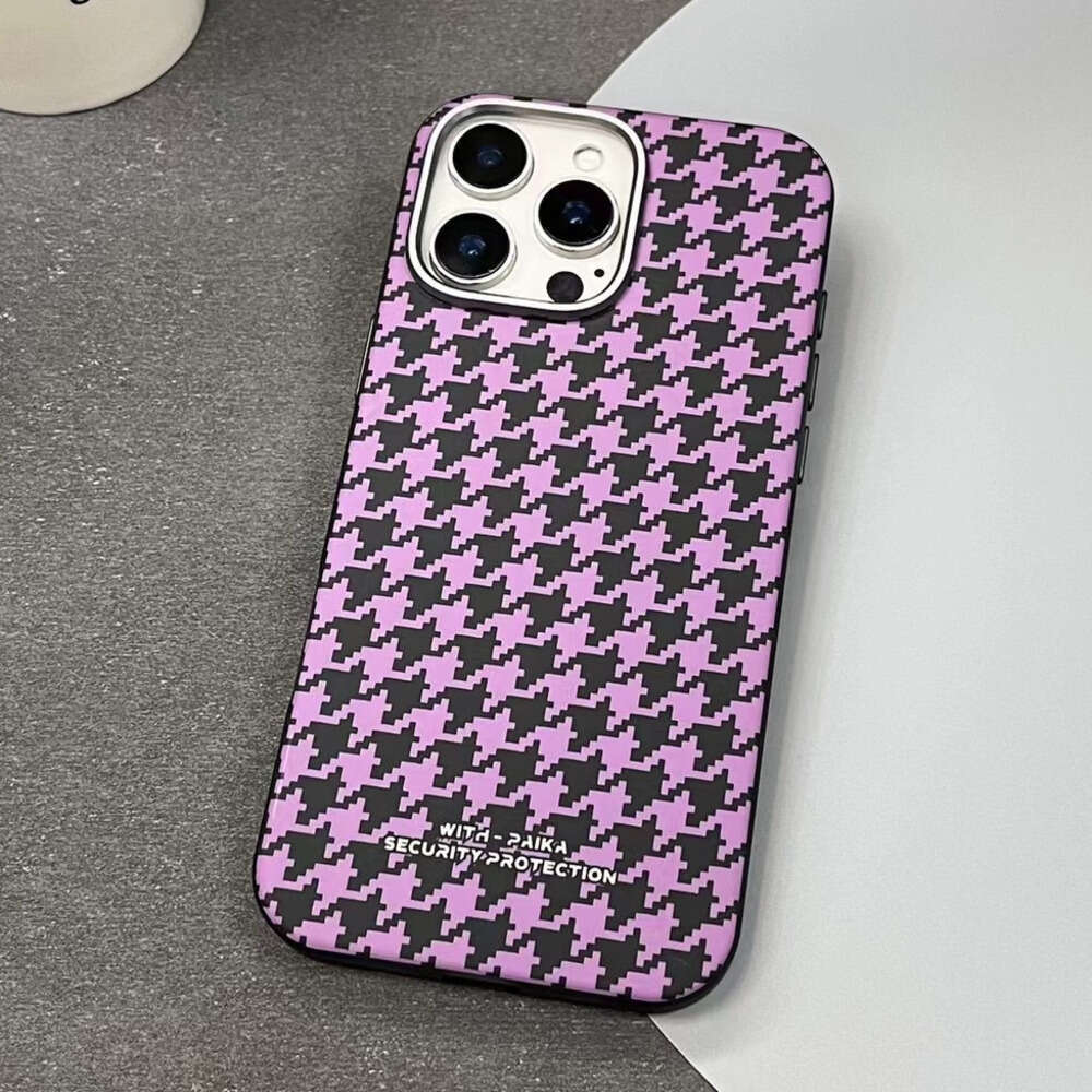 DHgargets New Houndstooth Compatible with Apple 16 Max Magnetic Phone Case 15 Pro Skin Feel 14 Shockproof Protective Cover