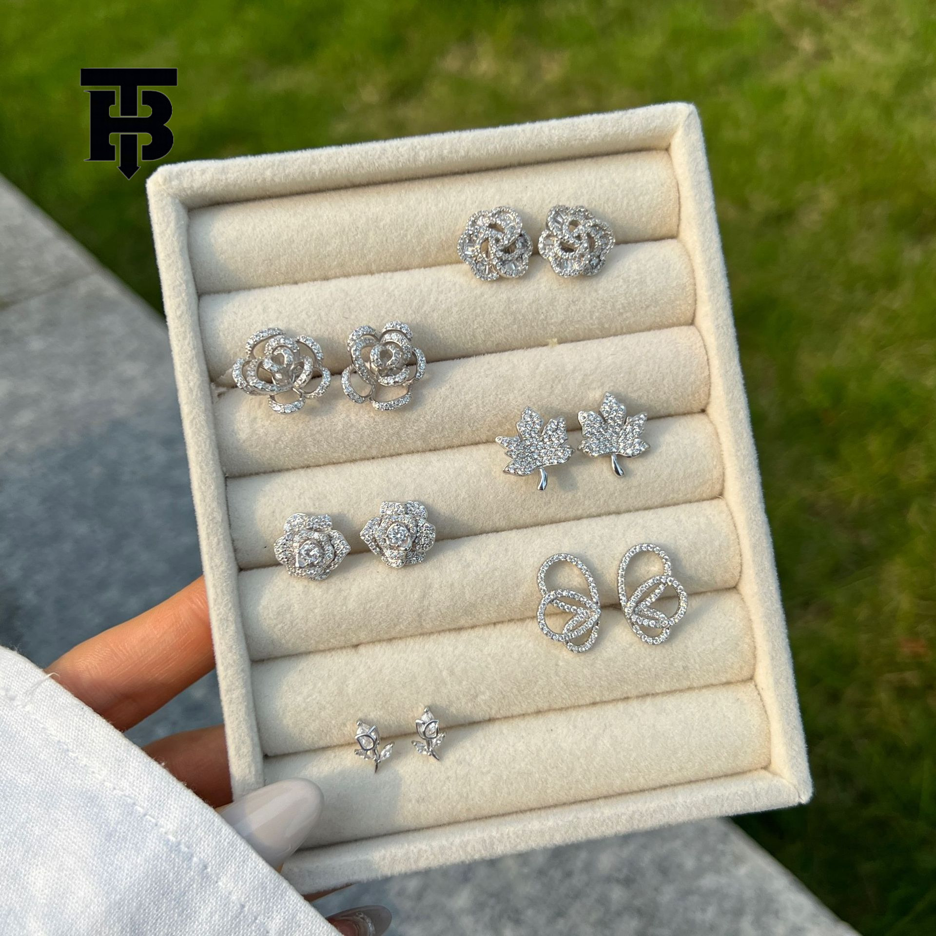 TB BHULAMTE Designer Women's Luxury S925 Pure Silver Clover Earrings Inlaid With Zircon Japanese Fashion Jewelry Trendy Versatile Accessories