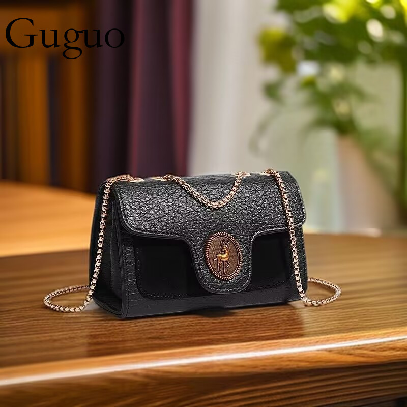 Guguo Free Shipping New Designer Bag High-end Shopping Bag Women's Bags Trade Stylish Deer Flap Chain Shoulder Bag Multi-compartment Small Square