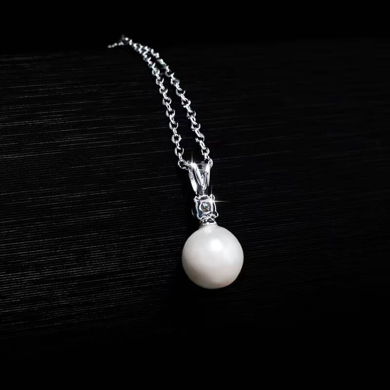 Light Luxury Fashion Freshwater Pearl Pendant Moissanite S925 Sterling Silver Necklace Female Valentines Day Gift