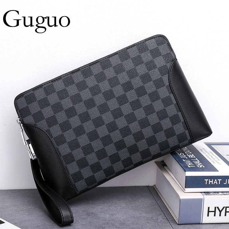 Guguo Free Shipping New Designer Bag High-end Shopping Bag Men's Clutch Bag Password Lock Clutch Bag Plaid Casual Fashion Clutch Bag