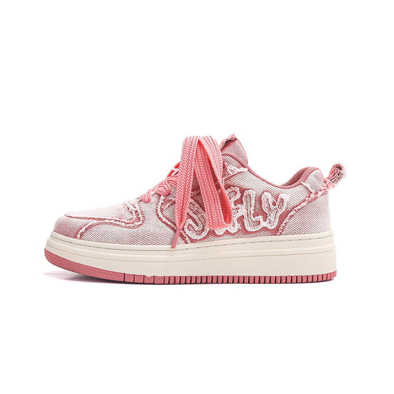 Pink women's board shoes versatile trendy shoes casual height increasing sports shoes autumn new denim breathable fashionable casual sports shoes