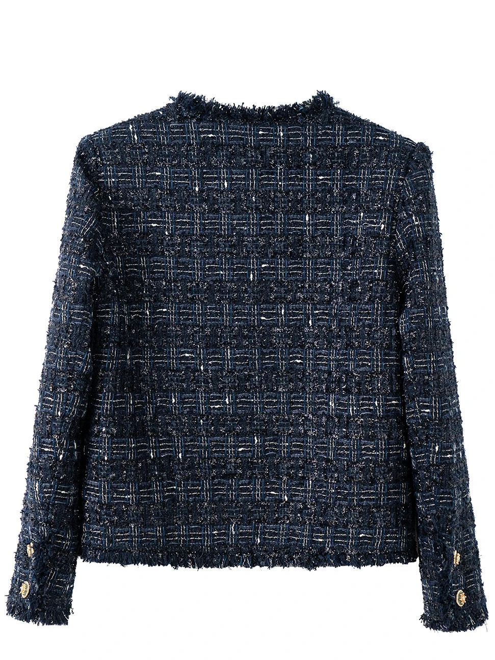 fashionable and elegant socialite small fragrant style round neck jacket with tassel contrasting color coarse tweed top 250906