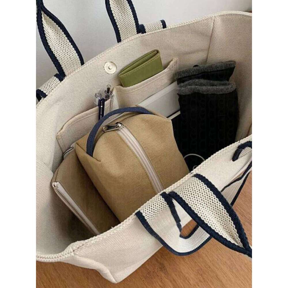 Casual Canvas Women's Single Oulder Environmentally Friendly Large Capaci Horizontal Tote Bag For Work