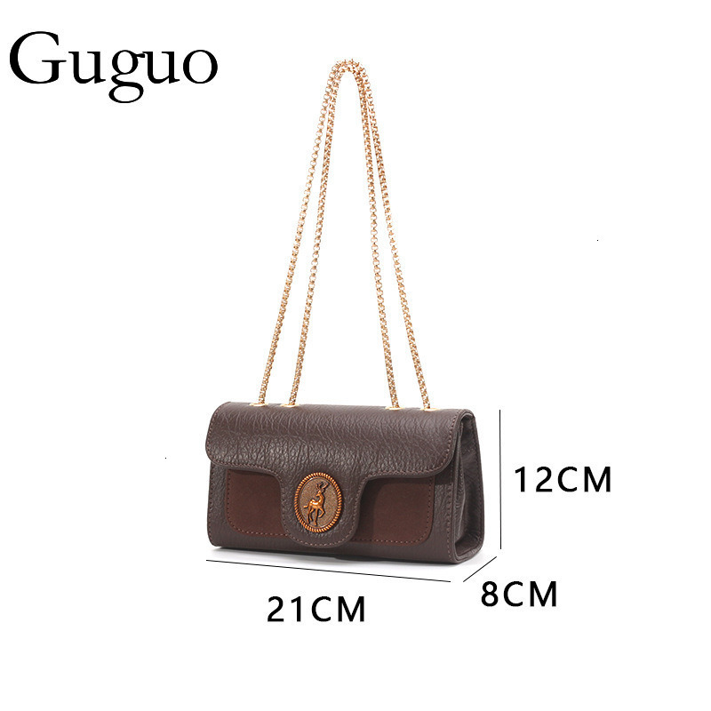 Guguo Free Shipping New Designer Bag High-end Shopping Bag Women's Bags Trade Stylish Deer Flap Chain Shoulder Bag Multi-compartment Small Square