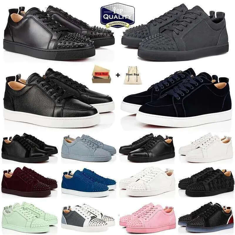 Designer Low Dress Casual Shoes Sneakers Glitter Grey Rivets Leather Suede red Bottomshoes Camo Pink Men Women Spik christian loubitonly loubotins red bottomshoes