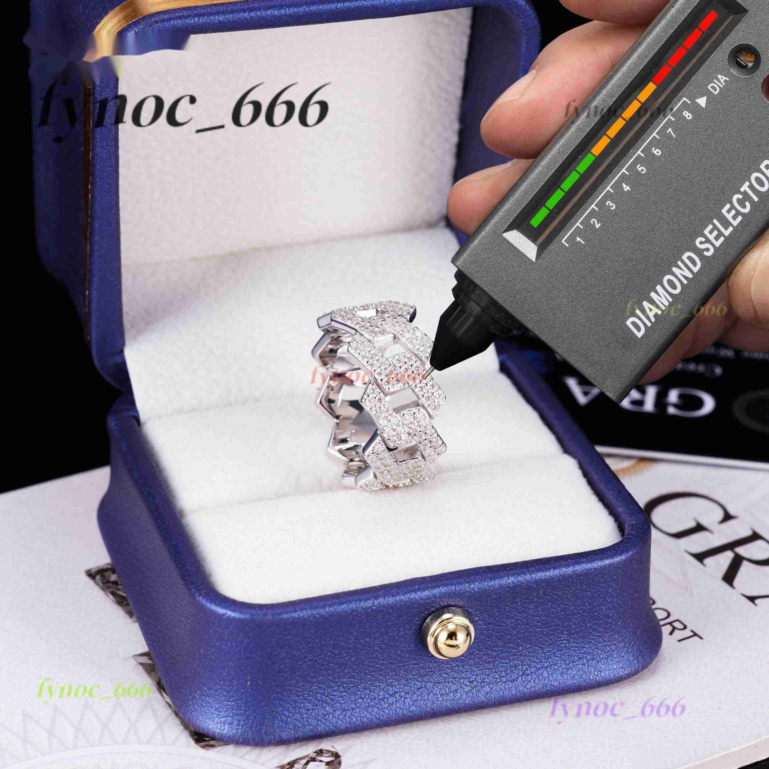 Wholesale Factory Price in Stock Moissanite Jewelry 925 Silver Iced Out 2 Row Diamond Cuban Rings Moissanite Hip Hop Ring