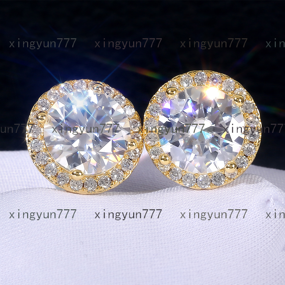Moissanite Cluster Studs Womens Gifts 1ct 2 Carat S925 Sterling Silver VVS1 GRA Lab Created Diamond Mossanite Earring for Men