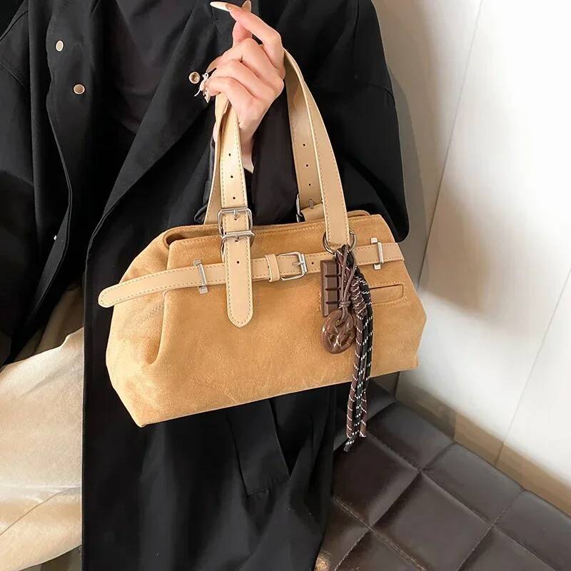 2025 new collection Retro Suede Women's Shoulder Bag Simple And Fashionable Large Capacity Popular Handbag Travel Women's Handbag Autumn New