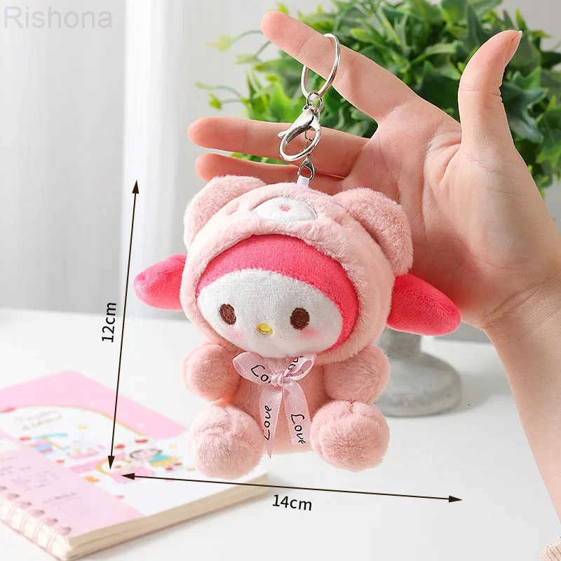 Sanrio 12cm Kawali Plush Toy Kuromi Hello Kitty My Melody Cinnamoroll Soft Stuffed Keychain Doll Pendant Toy Girl Kids Xmas Gift H251125