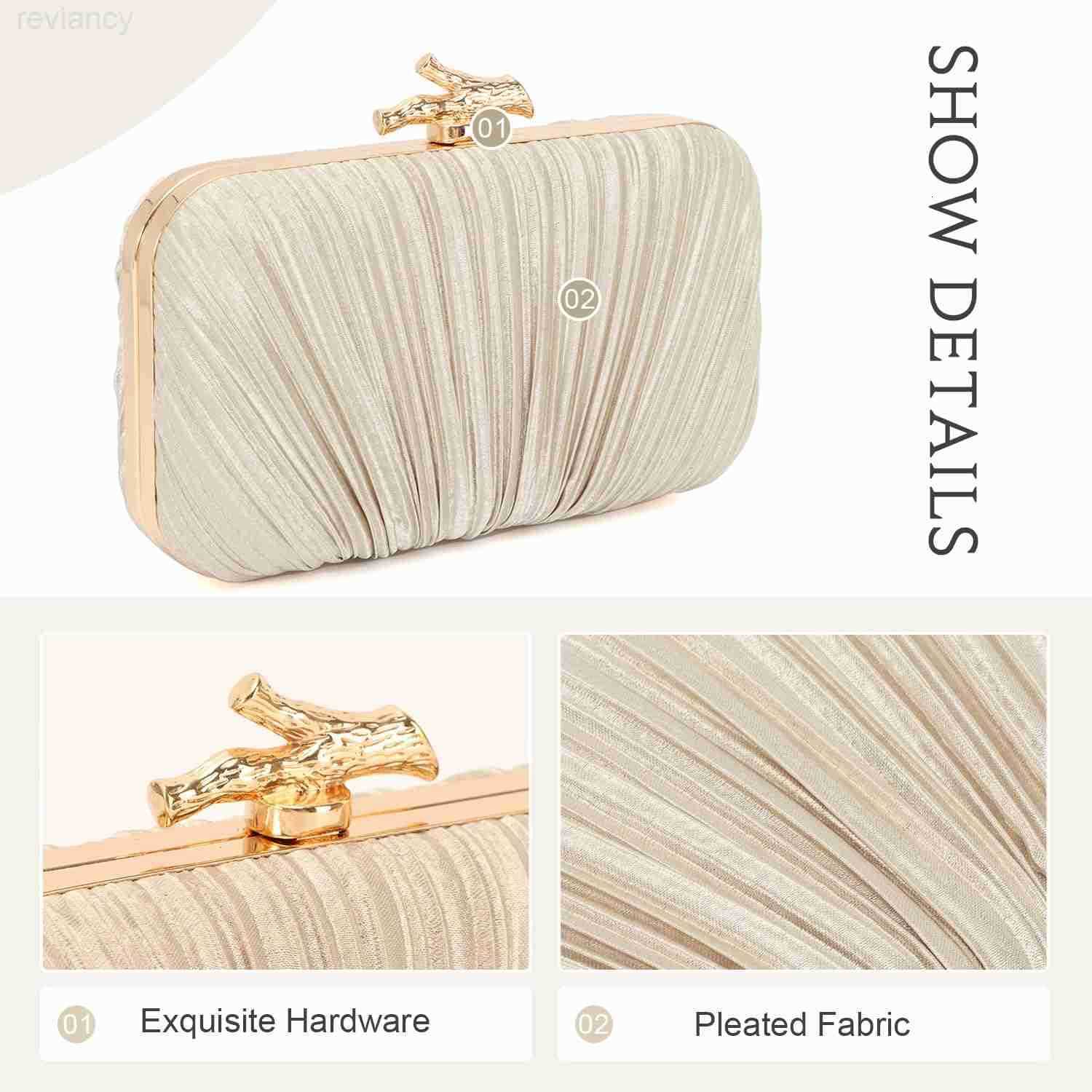 Clutch Purses for Women Evening Bag Pleated Clutch Bag with Chain for Wedding PartyW250908