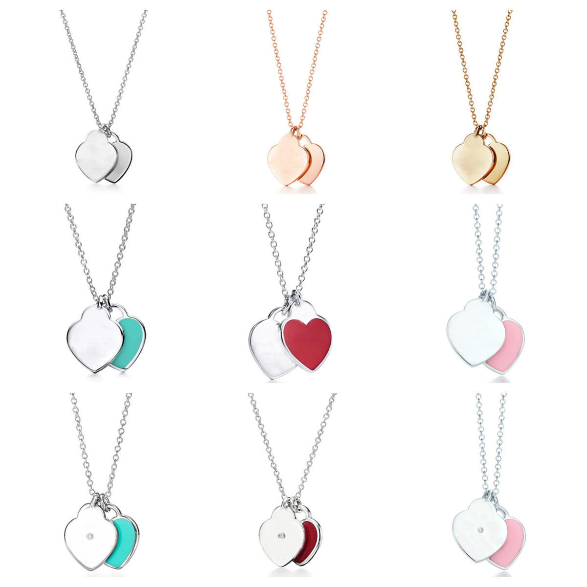 Double Love Pendant Necklace Letter Engrave Designer Necklace 18K Heart-Shaped Stainless Wedding Engagement Gifts Elegant Jewelry for women Lady