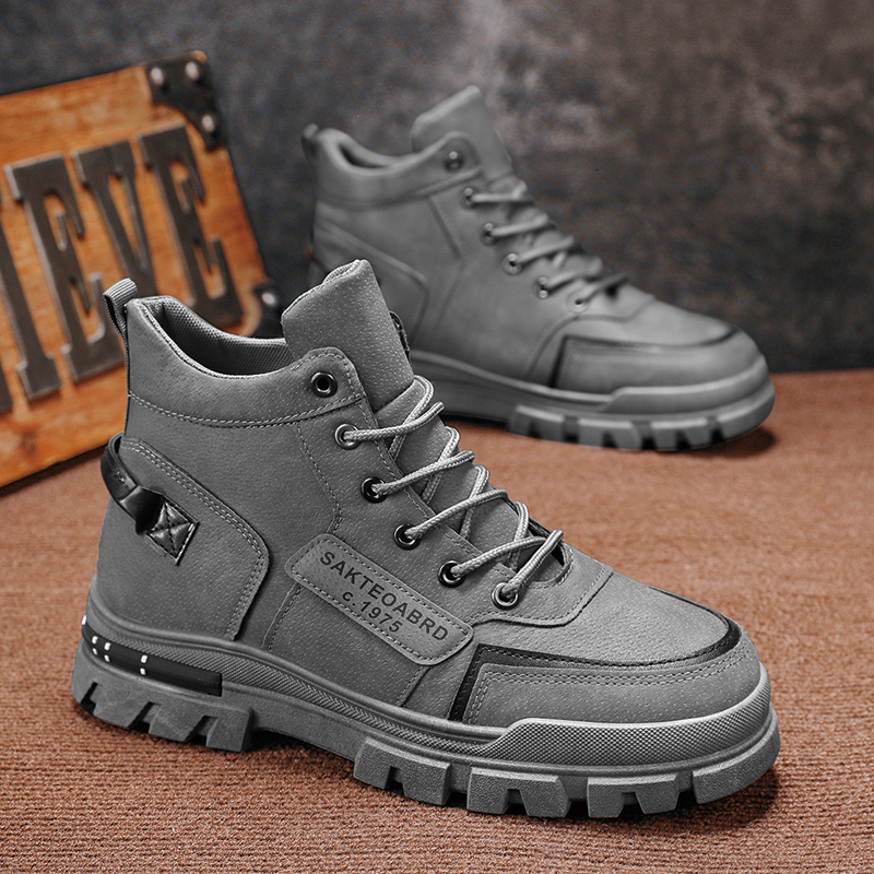 Men Boots Casual Shoes Ankle Leather Outdoor Platform Walking Fashion Luxury Designer Work High Top Sneakers Cowboy Winter