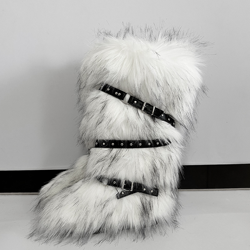 hot free shipping designer Boots Outdoor short tube long tube hairy boots vintage casual spicy girl strap snow boots pink black white grey size 36-44