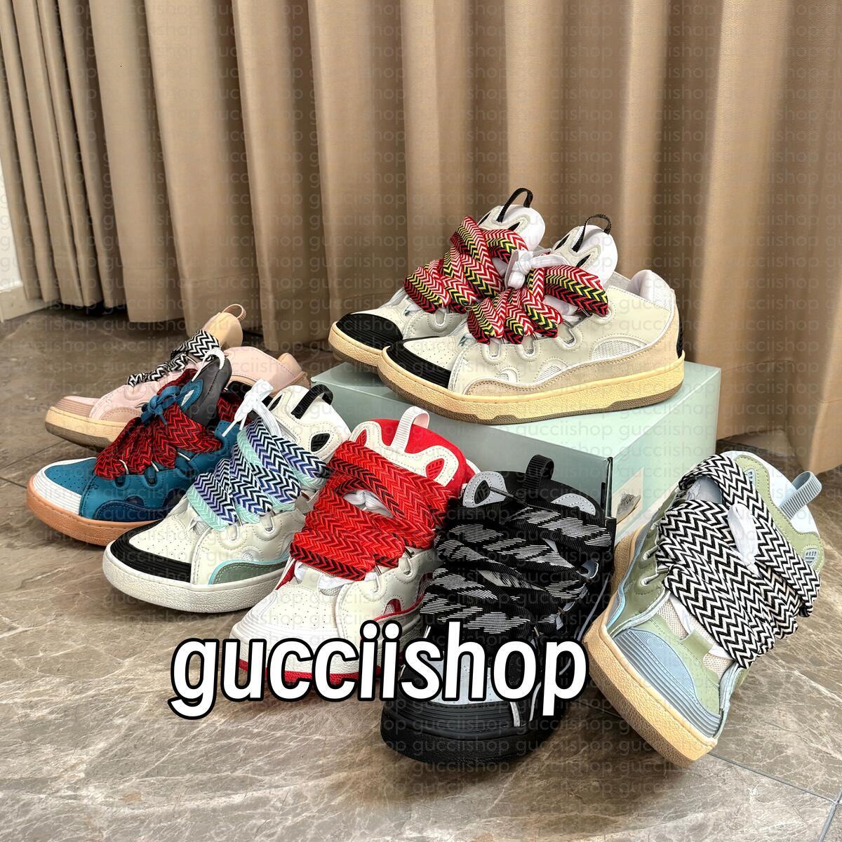 Luxurys Curb Shoes Designer Nappa Shoes Leather Sneakers Calfskin Platform Shoes Mens Shoes Embossed Denim Blue Pink Rubber Sole Casual Top Quality Trainers 35-46