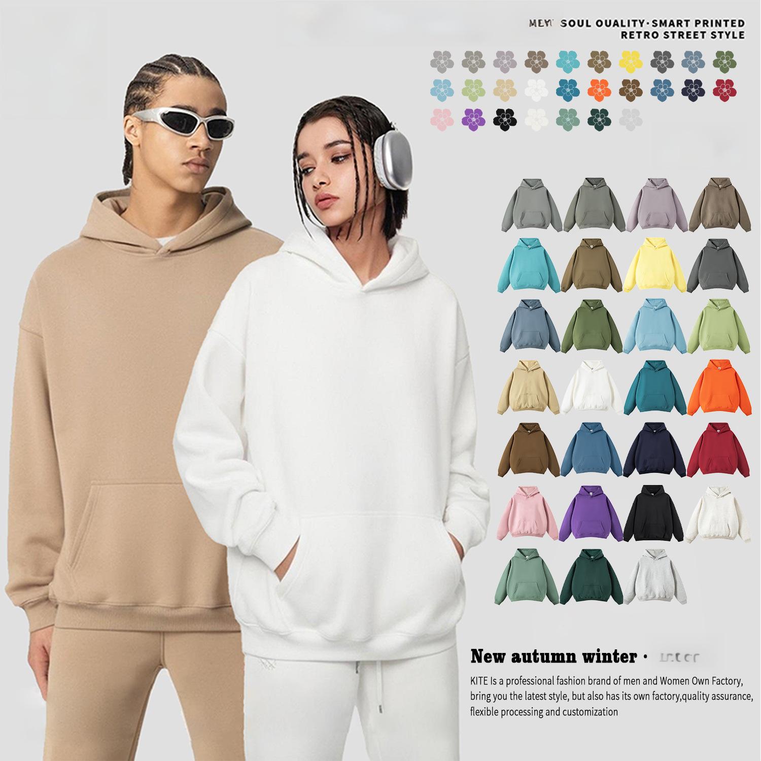 Logo Print Unisex Blank Cotton French Wool Sweatshirt Men's Hoodie