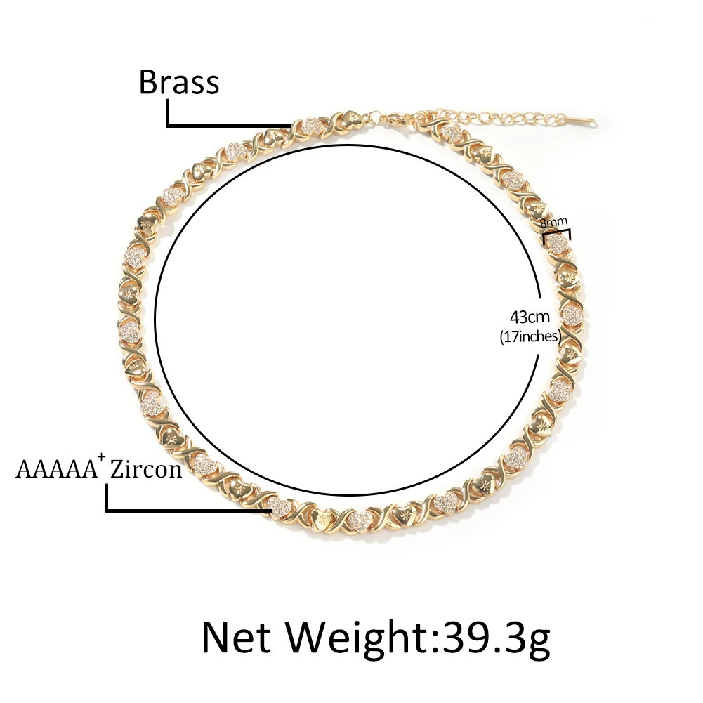 TBTK Iced Heart XO Link Polished Chain Necklace Micro Paved Cubic Zirconia Female Bracelet Gift HipHop Jewelry 250908