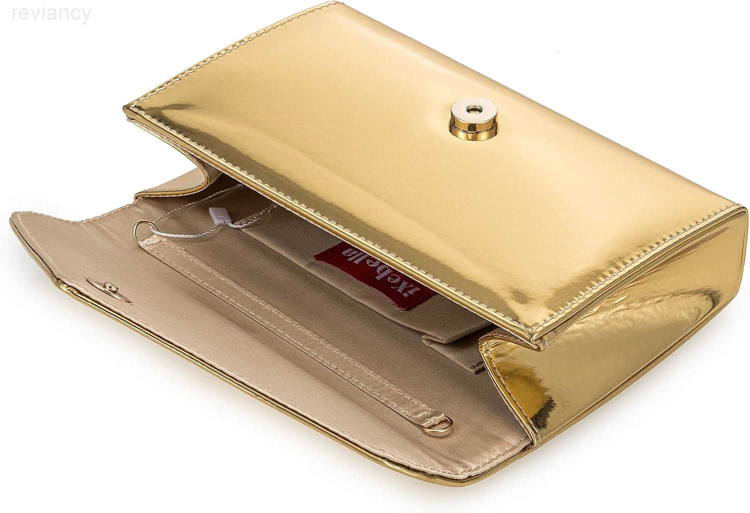 Womens Mirrored Metallic Faux Leather Evening Bag Glimmering Clutch Purse for PromCocktailWeddingPartyW250907