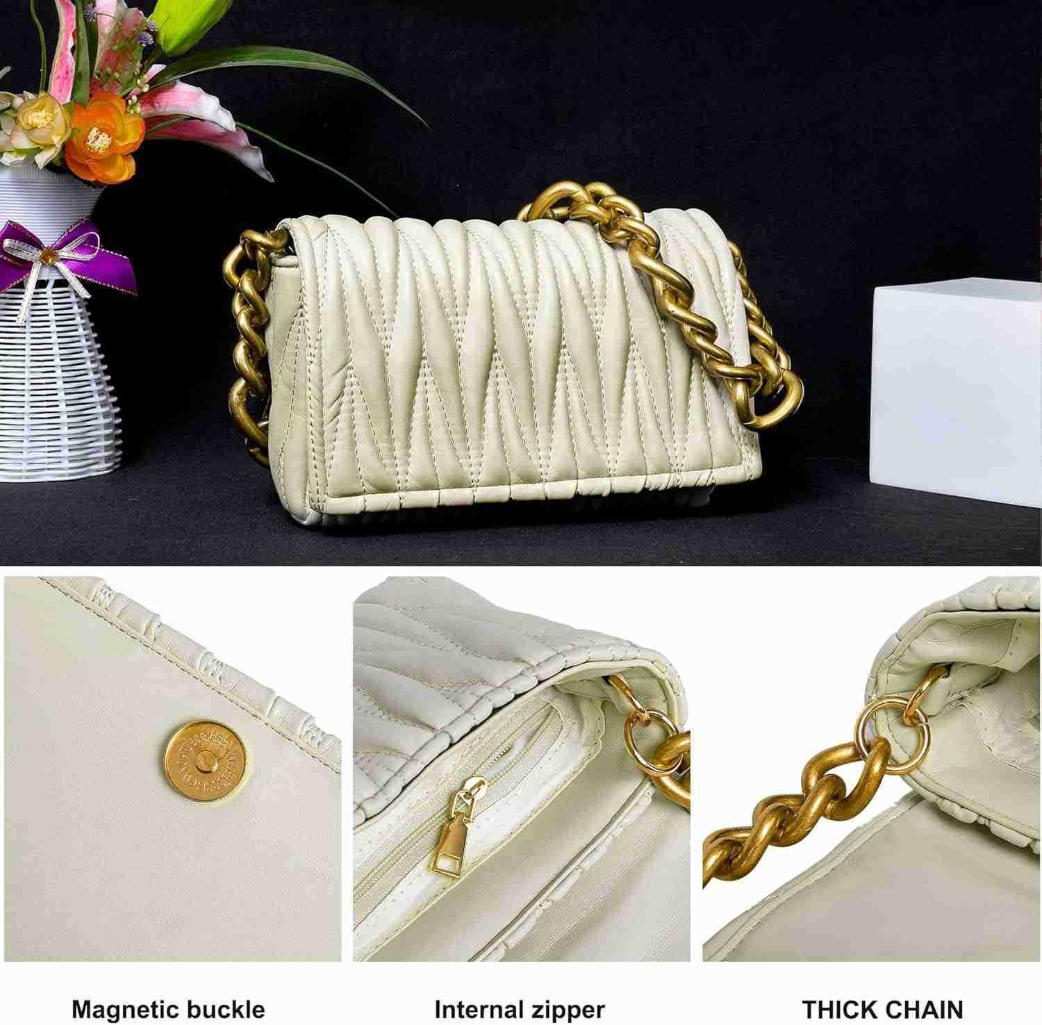 West Quilted Small Shoulder Bag for Women Y2K Trendy Cute Clutch Underarm Purse with 2 Removable StrapsW250908