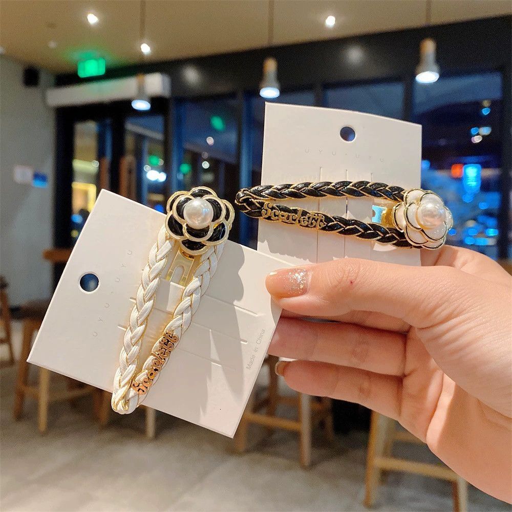 hair clipper korean style camellia clip back of head Internet celebrity hairpin chain pearl bangs elegant bb hair accessory hair clipper
