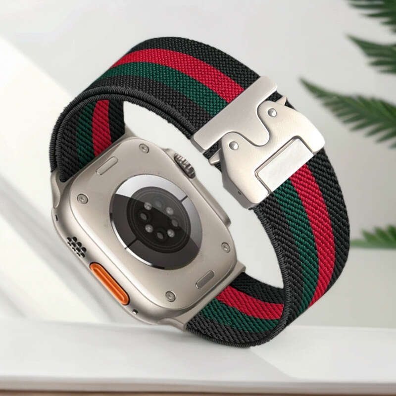 DHgargets Elastic Pattern Watch Band - Compatible with Apple S1-S10, 42mm/46mm, Ultra 2, Parachute Buckle, Color Block