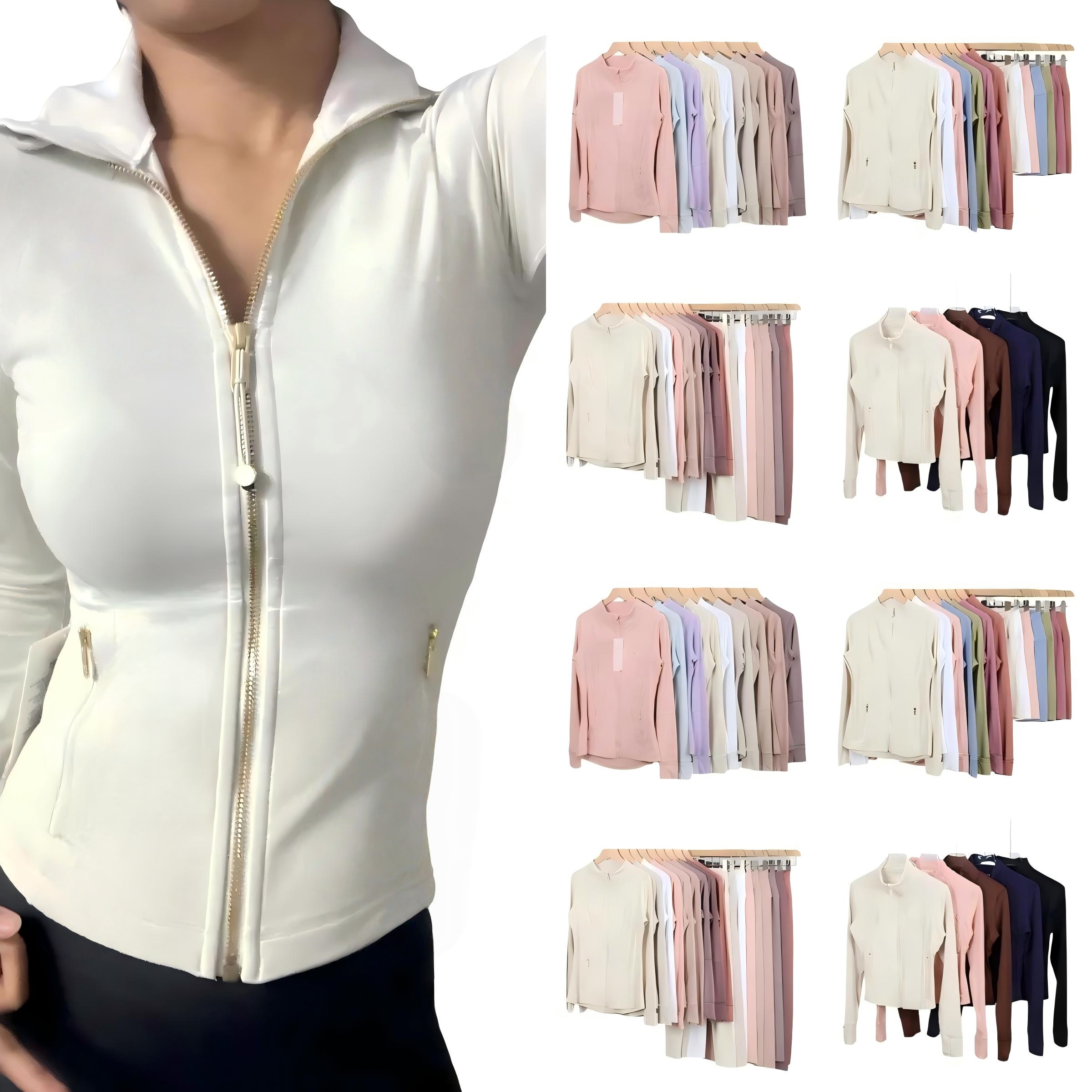 Hot sale YOGA Women's Yoga long Jacket Women set Define Workout Sport Coat Fitness Sports Quick Dry Activewear Top Solid Zip Up Short Golden zippe jacket Leggings