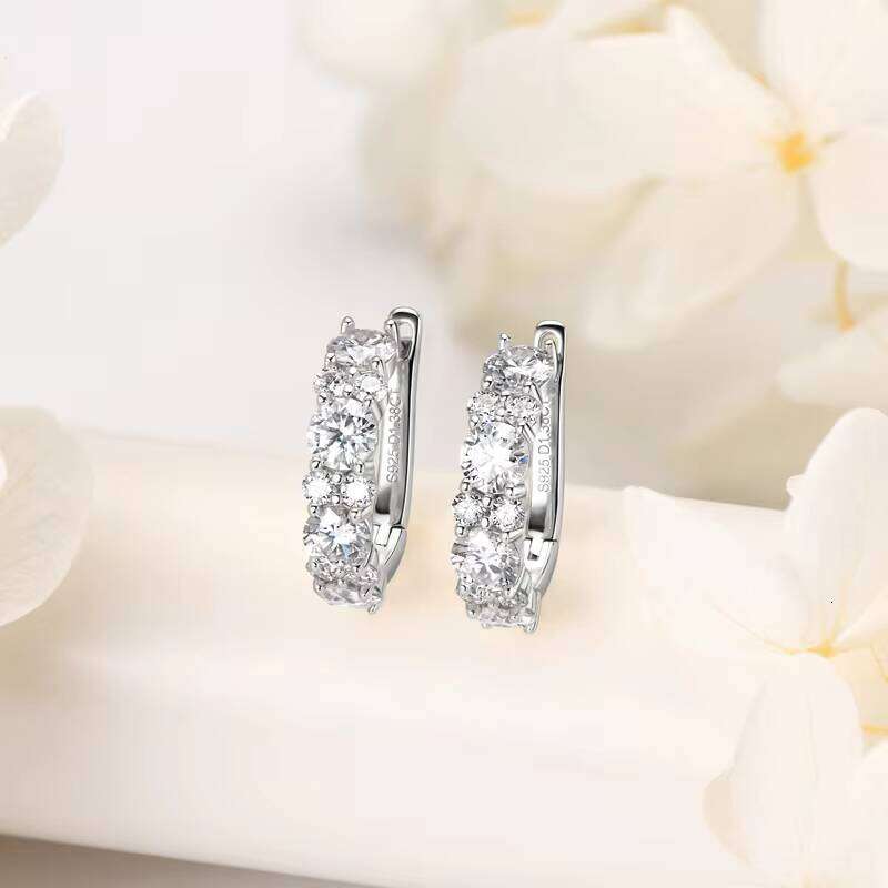 2.76ct D Color VVS1 Clarity Brilliant Round Cut Moissanite Lab Grown Dia Sterling Sier Earrings for Women - view 8