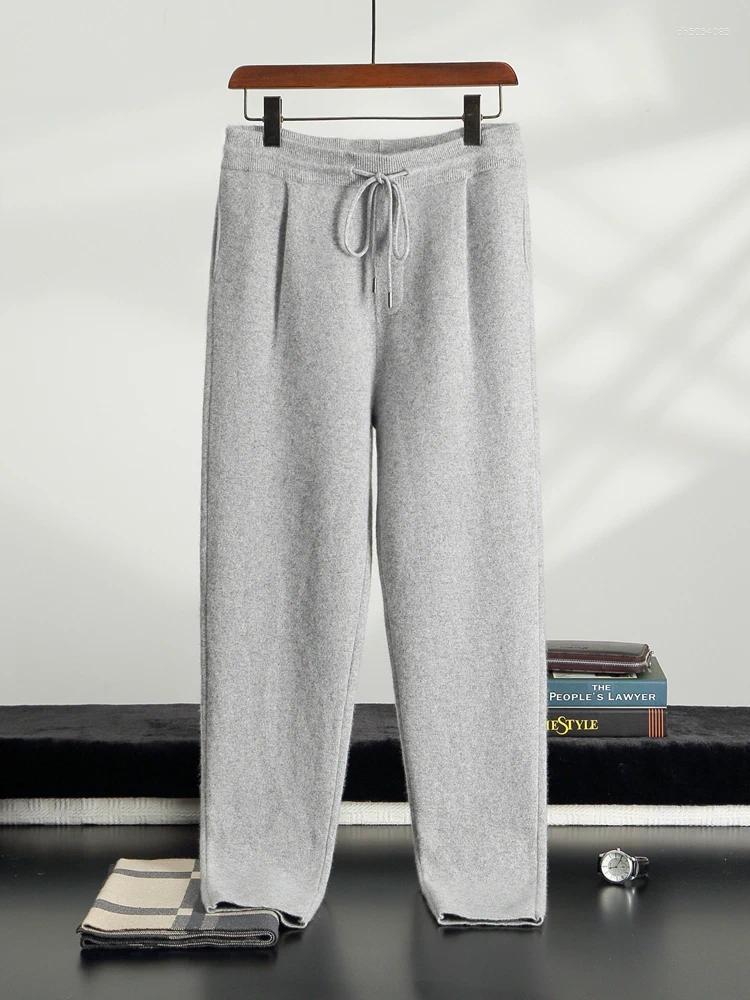 Mens Tracksuits Men Mock Neck Zippers Cardigan Cashmere Sweater Pants Sets Elastic Waist Pencil Trousers Knitted Thicken Clothing