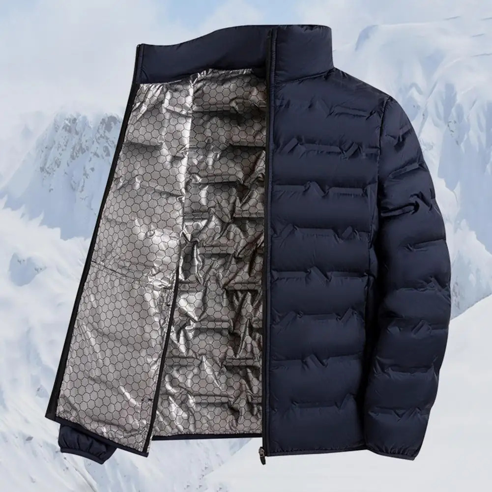 Men Down Jacket Stand Collar Graphene Lining Thermal Insulation Coat White Duck Winter Cotton Quilted 250908