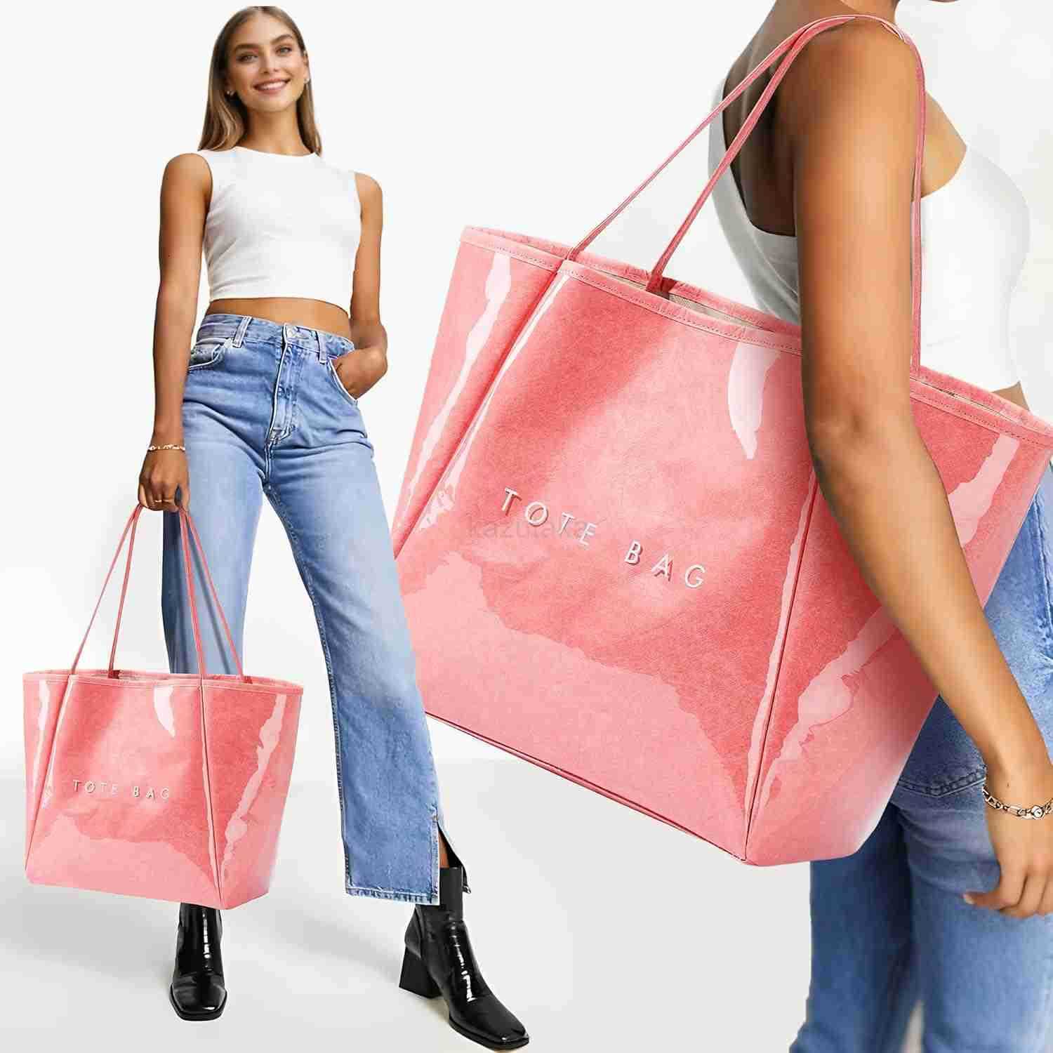PVC Tote Women Weekender Bag Large Shopper Handbag Oversize Shoulder Travel Purse Z250908