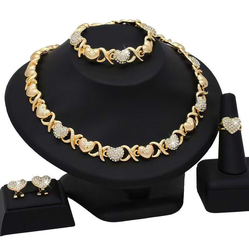Yuminglai Heart Jewelry Hugs and Kisses Jewelry XOXO Jewelry African Fashion Jewelry for Women FHK10242 240906