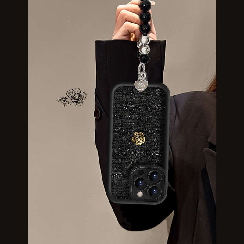 DHelectronics Luxury Silicone iPhone Case with 3D Camellia & Detachable Bracelet, Anti-Scratch Shockproof Cover for iPhone 13 14 15 16