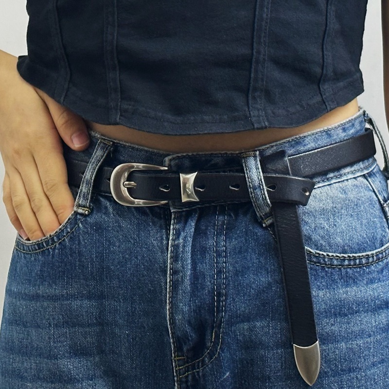 18cm Genuine Leather Belt for Women with Pin Buckle Korean Style Trendy and Versatile Personalized Pure Cowhide Waist Belt for Pants and Skirts