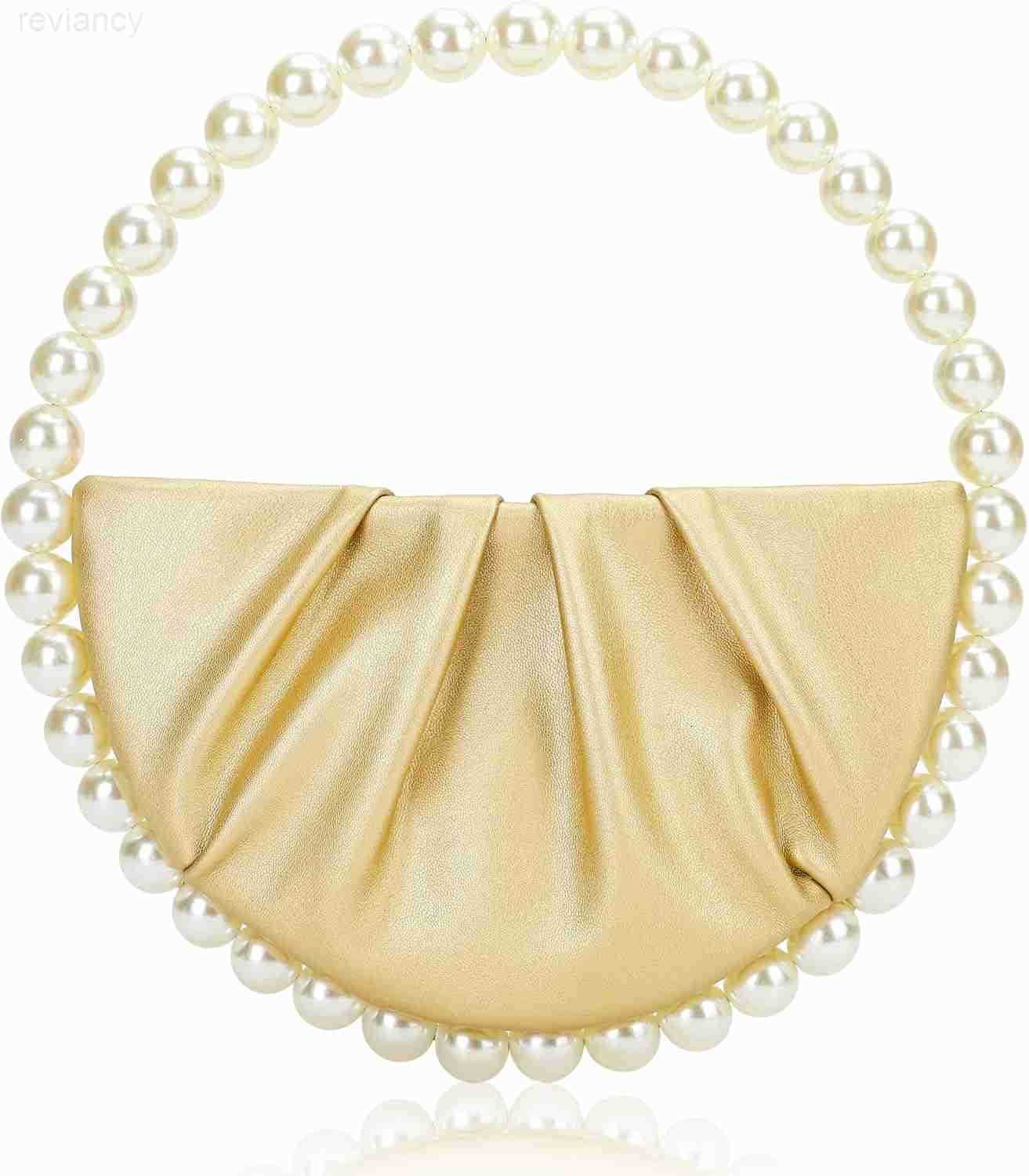 Pearl Soft Face Pleated Handbag Advanced Evening Bag Party Prom Bride Purse Phone Clutch PurseW250908
