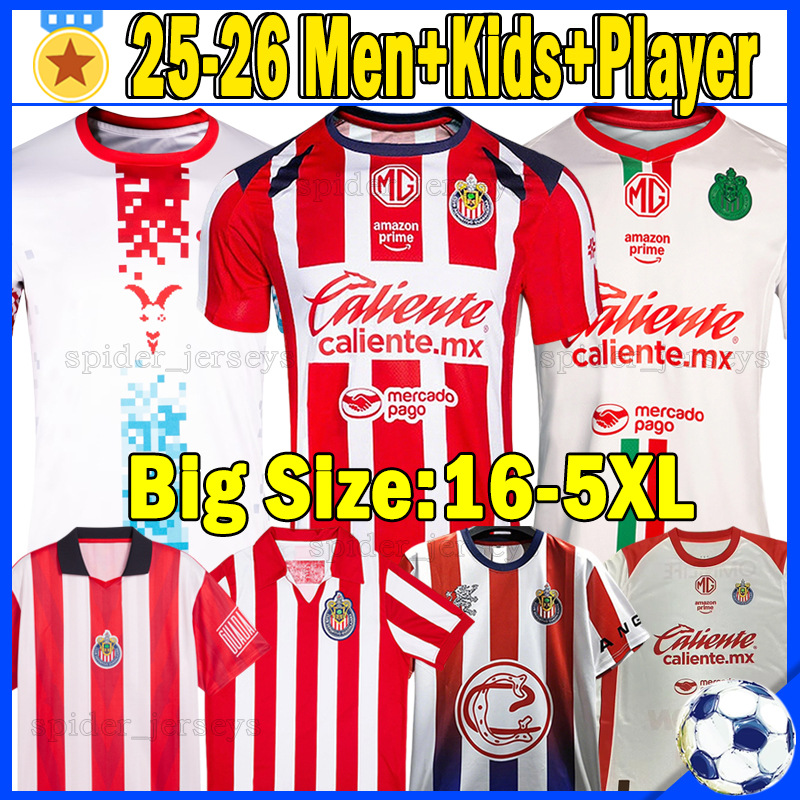 4XL 5XL 25 26 ChiVas Guadalajara Soccer Jerseys ALVARADO C.COWELL 2025 2026 A.GONZALEZ CHICHARITO T.WILKE A.PULIDO F.BELTRAN Goalkeeper Football Shirts Men Kids Kits