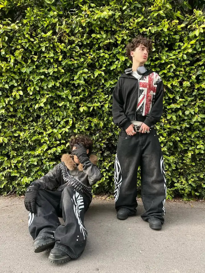 Streetwear Vintage Zip Up Hoodie Y2K Clothing Mens Womens Union Jack Graphic Oversized Hoodie Punk Rock Casual Jacket 250908